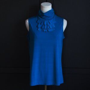Nue Options | Ruffle Front Sleeveless High Collar Blouse